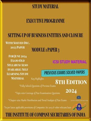 cover image of Setting Up of Business Entities & Closure( ICSI Study Material
